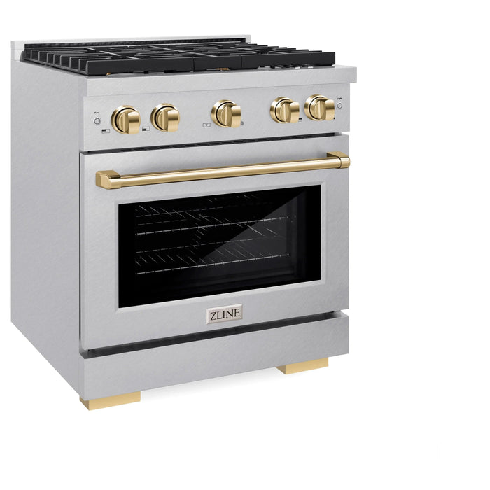 ZLINE 30"Paramount Dual Fuel Range DuraSnow® Gold SDRSZ-30-G09K