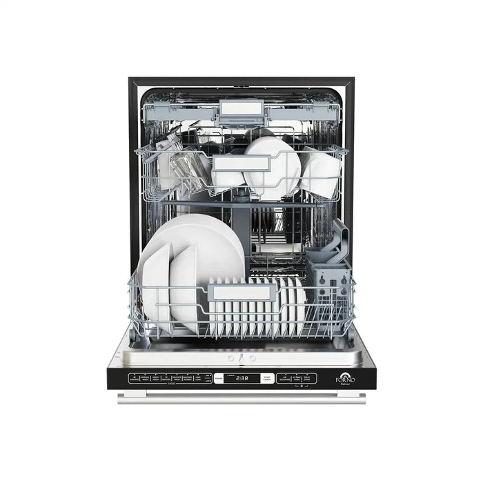 Forno Romano Espresso 24" Built-In Dishwasher in White with Stainless Steel Handle, FDWBI8035-24WHT09K