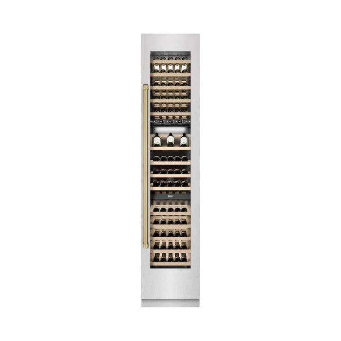 ZLINE 18"Triple Zone 68 Bottle Right Hinge Column Wine Cooler, DuraSnow® Stainless Steel Champagne Bronze RCWVRZ-SN-18-CB09K