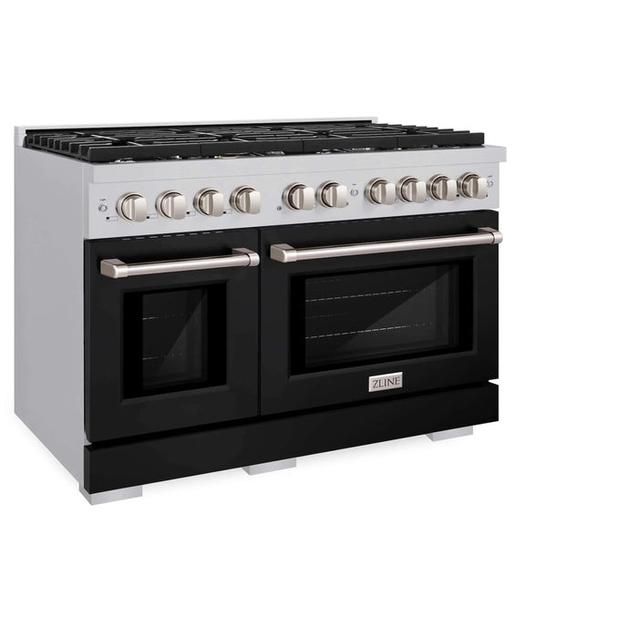 ZLINE 48"Paramount Dual Fuel Range Stainless Steel, Black Matte, SDR-BLM-4809K