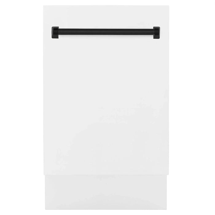 ZLINE Autograph 18" Dishwasher White Door, Black Handle DWVZ-WM-18-MB09K