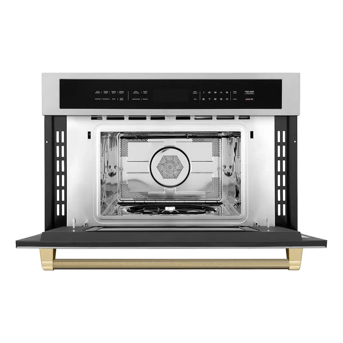 ZLINE Autograph Edition 30" Built-in Convection Microwave Oven, Stainless Steel, Helix Handle MWOZ-30-KCB09K