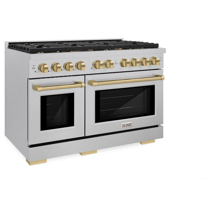 ZLINE 48"Paramount Dual Fuel Range DuraSnow® Champagne Bronze SDRSZ-48-CB09K