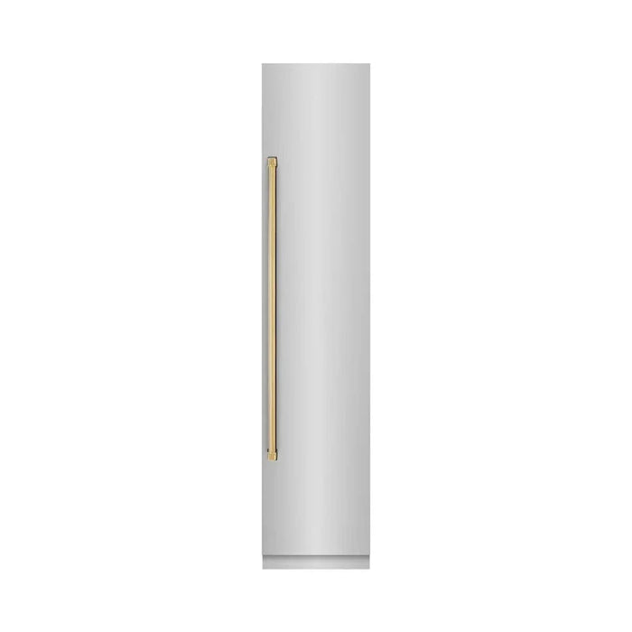 ZLINE 18" Right Hinge Column Freezer Stainless Steel, Graphite Gray Interior Polished Gold RCFVRZ-30418-G09K