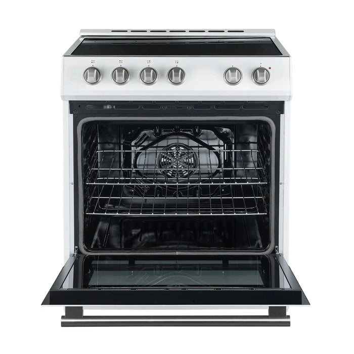 Forno Espresso Package - 30" Electric Range and Range Hood in White with Silver Handles  FBDL-002-03US09K
