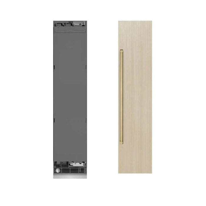 ZLINE 18" Panel Ready Right Hinge Column Freezer, Graphite Gray Interior  Champagne Bronze RBCFVRZ-18-CB09K