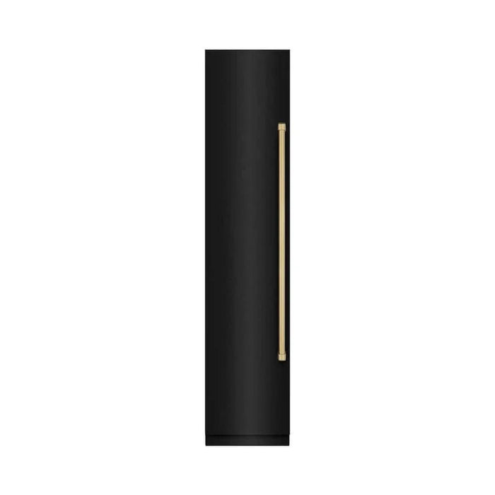 ZLINE 18" Left Hinge Column Freezer Black Stainless Steel, Graphite Gray Interior Champagne Bronze RCFVLZ-BS-18-CB09K