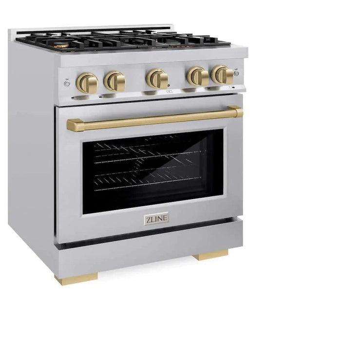 ZLINE 30" Select Dual Fuel Range Gas Cooktop Electric Convection Oven Stainless Steel Champagne Bronze HDRZ-30-CB09K