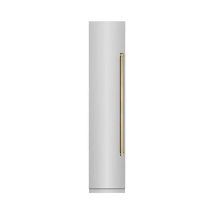 ZLINE 18" Left Hinge Column Freezer Stainless Steel, Graphite Gray Interior Champagne Bronze RCFVLZ-30418-CB09K