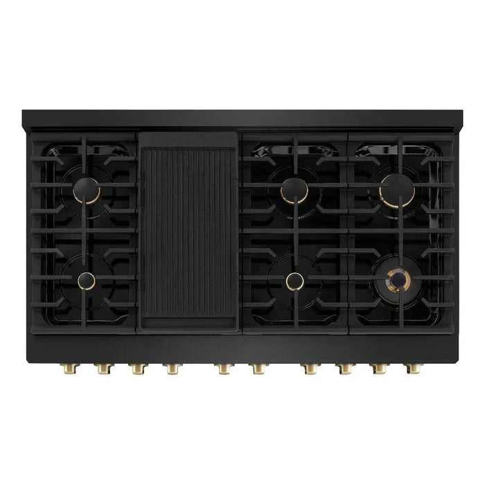 ZLINE 48"Paramount Dual Fuel Range Black Stainless Steel, Gold SDRBZ-48-G09K