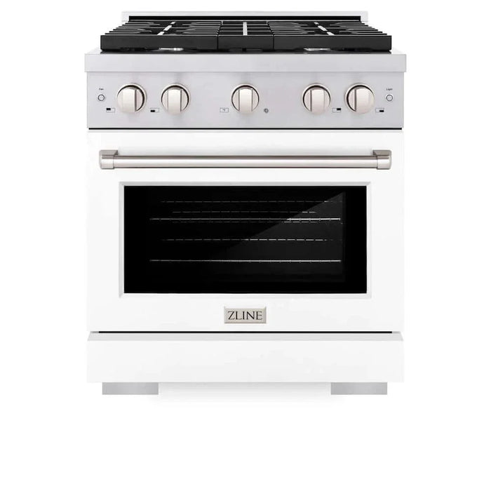 ZLINE 30 In. Gas Range, Stainless Steel, White Matte, SGR-WM-3009K