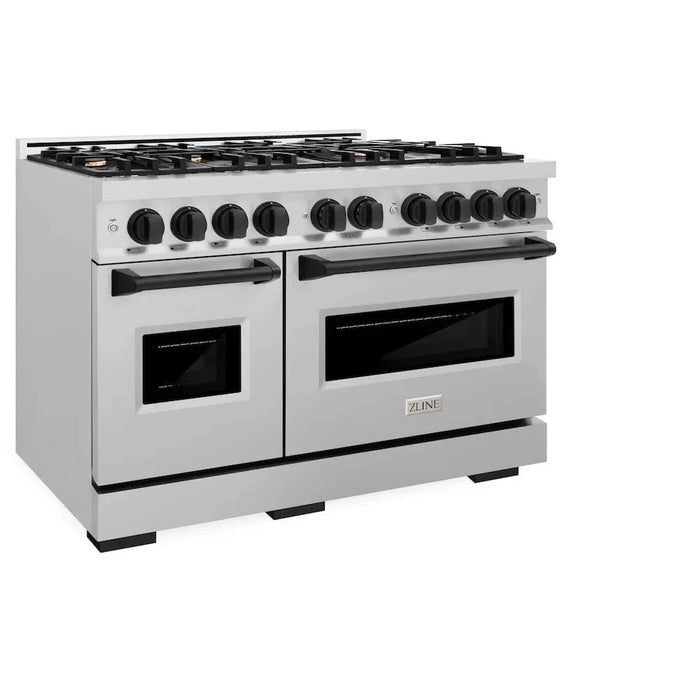 ZLINE 48" Dual Fuel Range, Gas Cooktop, Electric Convection Oven Stainless Steel, Matte Black CDRZ-48-MB09K