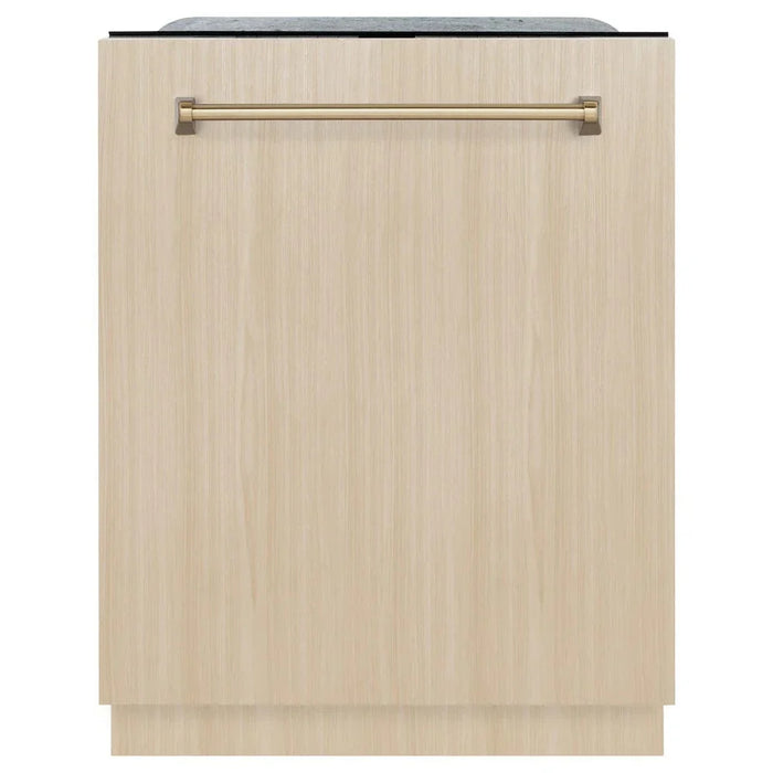 ZLINE Autograph Edition 24" Tall Tub Dishwasher, Custom Panel Ready, Champagne Bronze Handle DWMTZ-24-CB09K