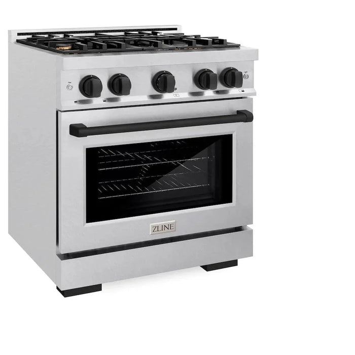 ZLINE 30" Select Gas Range Convection Gas Oven DuraSnow® Stainless Steel Matte Black HGRSZ-30-MB09K