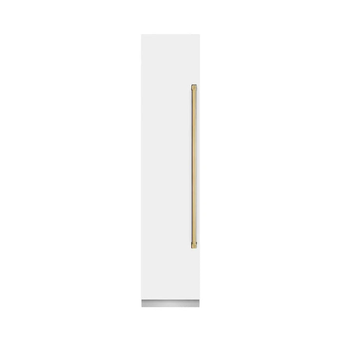 ZLINE 18" Left Hinge Column Freezer White Matte Stainless Steel, Graphite Gray Interior Polished Gold RCFVLZ-WM-18-G09K