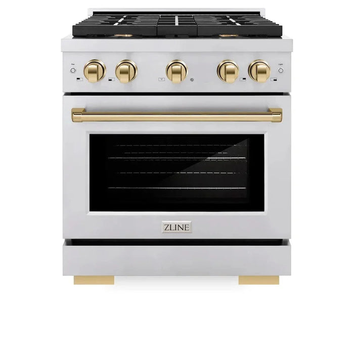 ZLINE 30"Paramount Dual Fuel Range Stainless Steel Gold SDRZ-30-G09K