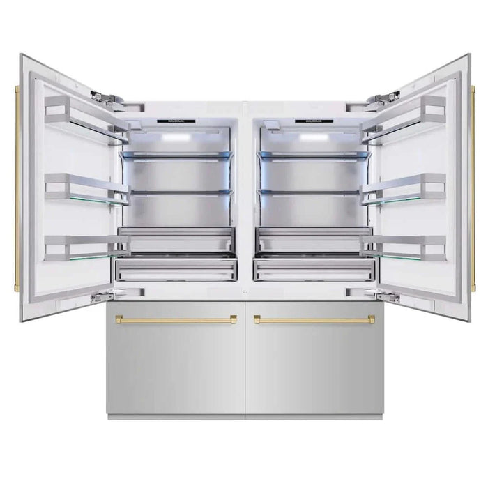 ZLINE 72" Built-In Bottom Freezer Refrigerator,Water Dispenser, Ice Maker, Champagne Bronze RBITZ-304-72CB09K