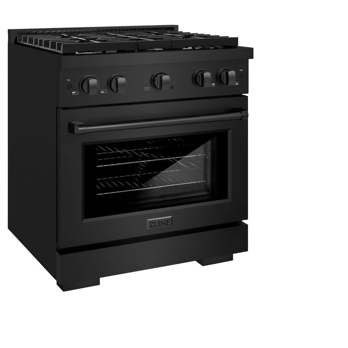 ZLINE 30"Paramount Dual Fuel Range Black Stainless Steel, Brass Burners SDRB-BR-3009K