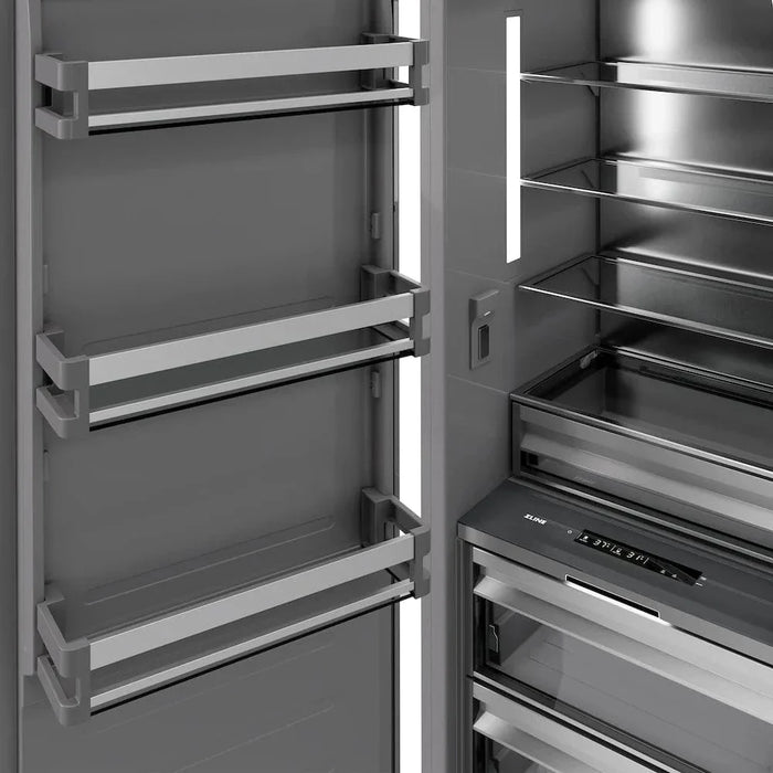 ZLINE 24" Column Refrigerator White Matte Stainless Steel, Graphite Gray Interior Polished Gold RCRVZ-WM-24-G09K