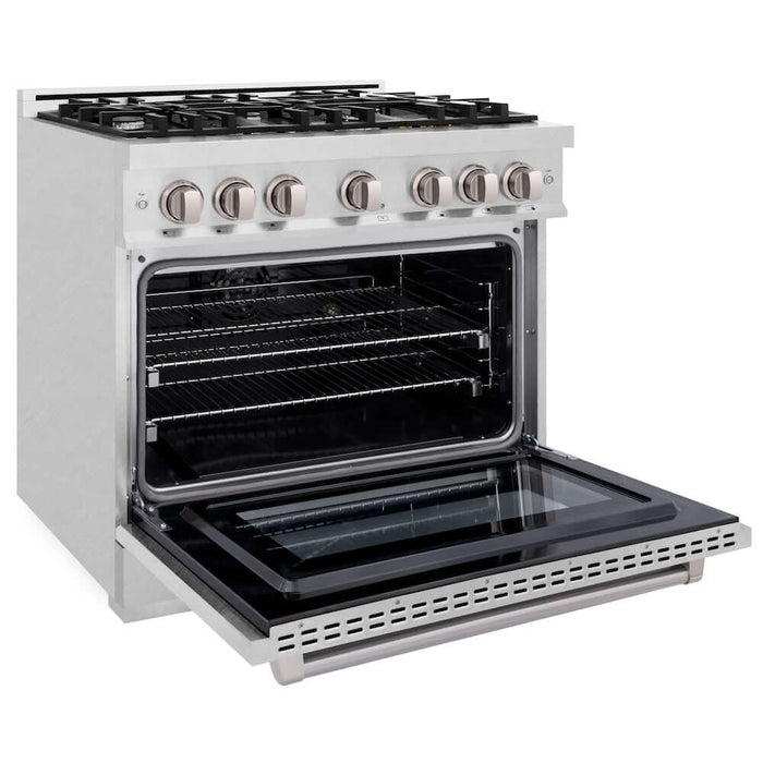 ZLINE 36" Select Dual Fuel Range Gas Cooktop Electric Convection Oven DuraSnow® Stainless Steel HDRS-3609K
