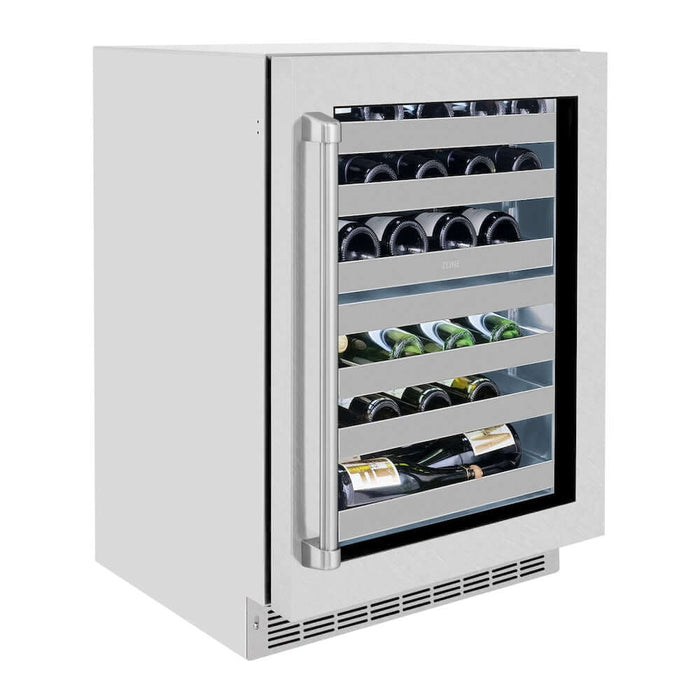ZLINE 24" Touchstone Dual Zone 44 Bottle Wine Cooler DuraSnow® Stainless Steel Glass Door RWDO-SN-2409K