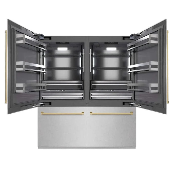 ZLINE 72" Built-In Bottom Freezer Refrigerator,Water Dispenser, Ice Maker, DuraSnow® Stainless Steel Graphite Gray Champagne Bronze GRBITZ-SN-72-CB09K
