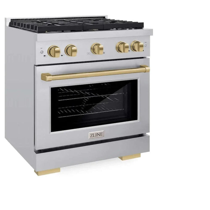 ZLINE 30"Gas Range, Convection Oven Stainless Steel, Champagne Bronze, SGRZ-30-CB09K