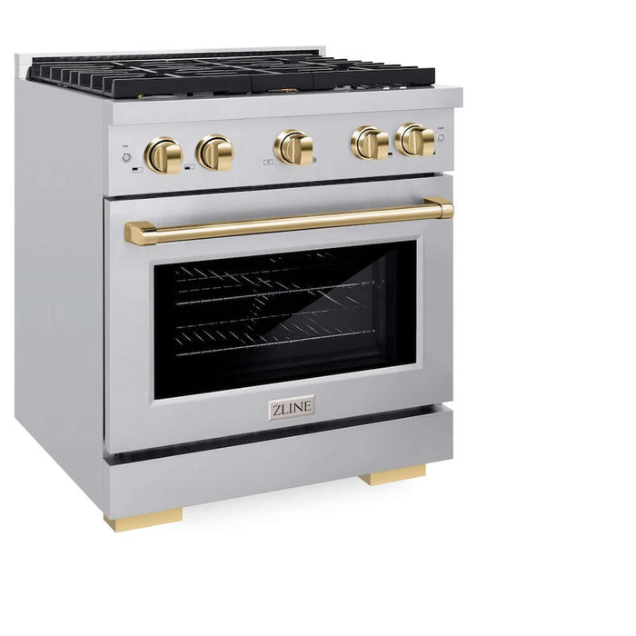 ZLINE 30 " Gas Range, Convection Oven Stainless Steel, Gold , SGRZ-30-G09K