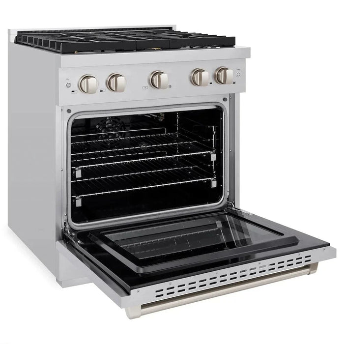 ZLINE 30"Paramount Dual Fuel Range Stainless Steel, Brass Burner, SDR-BR-3009K
