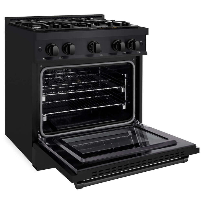 ZLINE 30" Select Dual Fuel Range Gas Cooktop Electric Convection Oven Black Stainless Steel HDRB-3009K