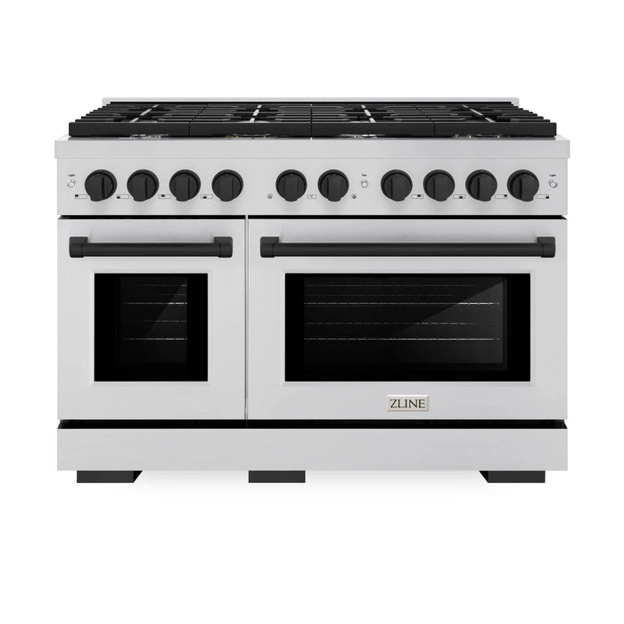 ZLINE 48"Paramount Dual Fuel Range Stainless Steel Matte Black SDRZ-48-MB09K