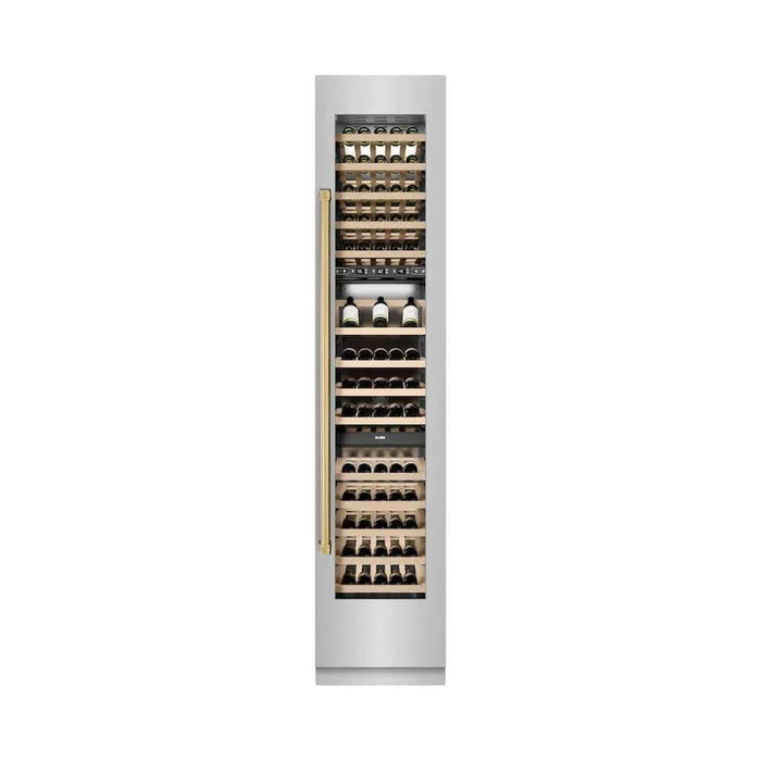 ZLINE 18"Triple Zone 68 Bottle Right Hinge Column Wine Cooler, Stainless Steel Polished Gold RCWVRZ-30418-G09K