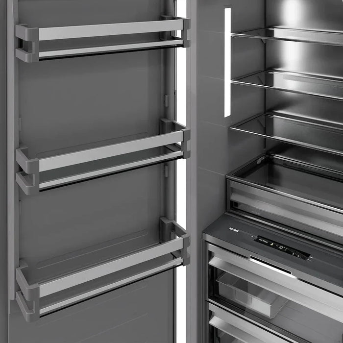 ZLINE 18" Right Hinge Column Freezer DuraSnow® Stainless Steel, Graphite Gray Interior RCFVR-SN-1809K