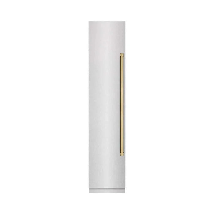 ZLINE 18" Left Hinge Column Freezer DuraSnow® Stainless Steel, Graphite Gray Interior Champagne Bronze RCFVLZ-SN-18-CB09K