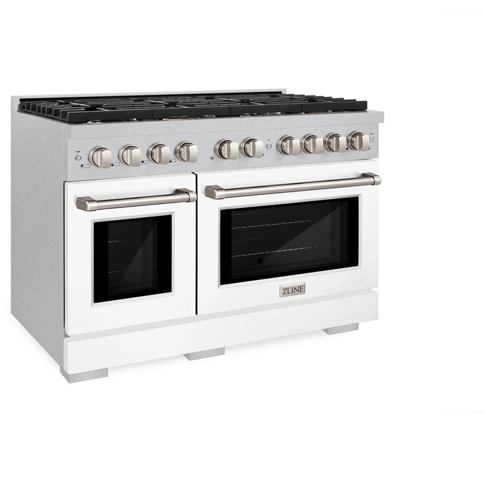 ZLINE 48"Paramount Dual Fuel Range DuraSnow® White Matte SDRS-WM-4809K
