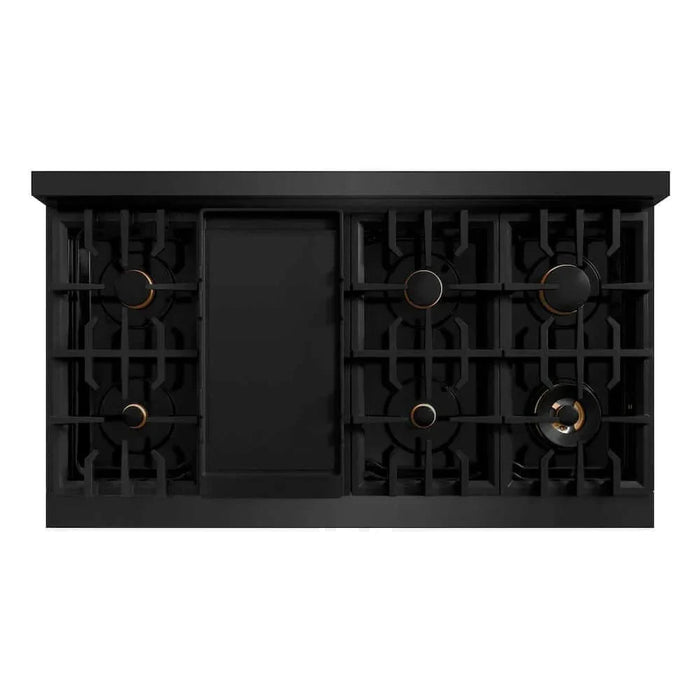 ZLINE 48" Select Gas Range Convection Gas Oven Black Stainless Steel Brass Burners HGRB-BR-4809K
