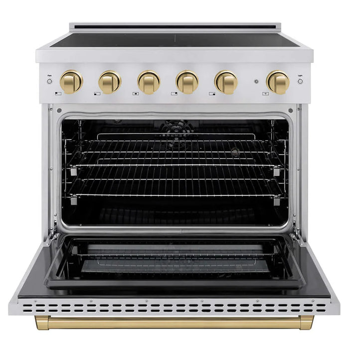 ZLINE 36" Paramount Induction Range, Cooktop, Electric Convection Oven, Satin Stainless Steel SINRSZ-36-CB09K