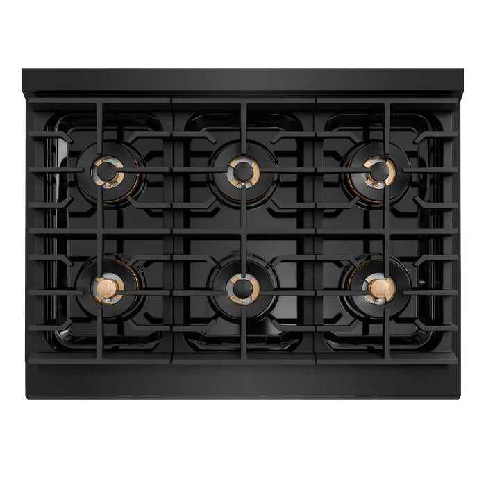 ZLINE Autograph Edition 48" Paramount Gas Range, Cooktop, Gas Convection Oven, Black Stainless Steel, Helix Handle SGRBZ-48-KCB09K