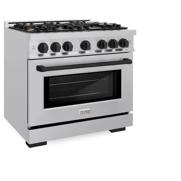 ZLINE 36" Select Dual Fuel Range Gas Cooktop Electric Convection Oven Stainless Steel Matte Black HDRZ-36-MB09K