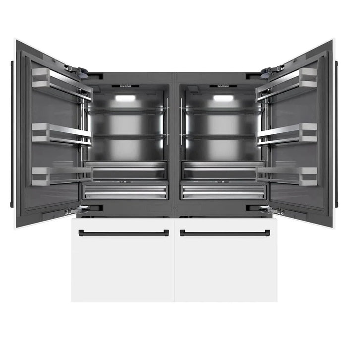 ZLINE 72" Built-In Bottom Freezer Refrigerator,Water Dispenser, Ice Maker, White Matte Graphite Gray Matte Black GRBITZ-WM-72-MB09K
