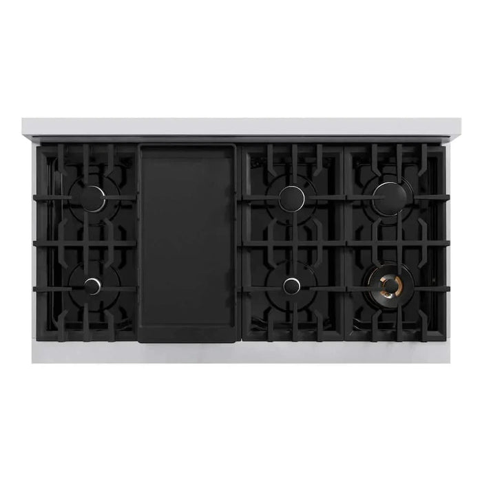 ZLINE 48" Dual Fuel Range, Gas Cooktop, Electric Convection Oven Stainless Steel, White Matte Door CDR-WM-4809K
