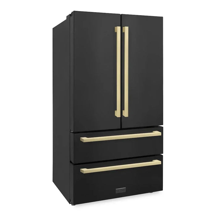 ZLINE 36" Autograph French Door Refrigerator, Ice Maker, Black Stainless RFMZ-36-BS-FCB09K