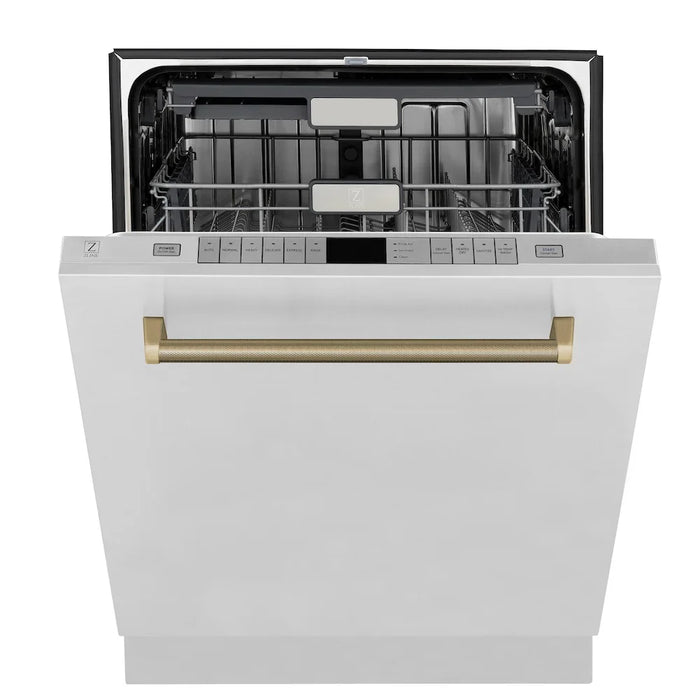 ZLINE Autograph Edition 24" Monument Series Dishwasher, Stainless Steel, Helix Handle DWMTZ-30424-KCB09K