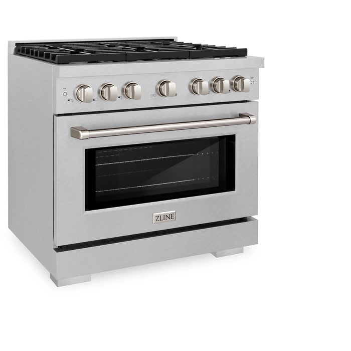 ZLINE 36"Paramount Dual Fuel Range DuraSnow® Stainless Steel SDRS-3609K