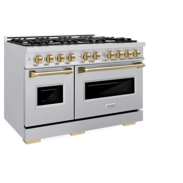ZLINE 48" Dual Fuel Range, Gas Cooktop, Electric Convection Oven Stainless Steel, Champagne Bronze CDRZ-48-CB09K