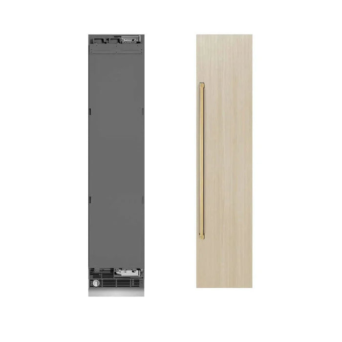ZLINE 18" Panel Ready Right Hinge Column Freezer, Graphite Gray Interior Polished Gold RBCFVRZ-18-G09K