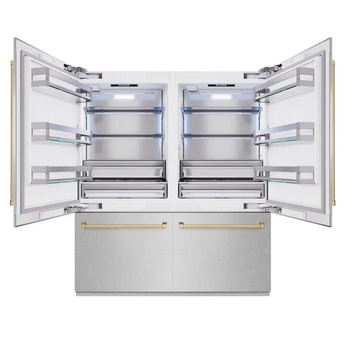 ZLINE 72" Built-In Bottom Freezer Refrigerator,Water Dispenser, Ice Maker, DuraSnow® Champagne Bronze RBITZ-SN-72-CB09K