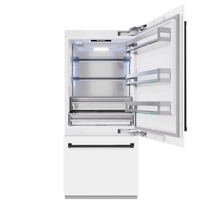 ZLINE 36" Panel Ready Built-In Bottom Freezer Refrigerator,Water Dispenser, Ice Maker, Matte Black RBITZ-36-MB09K