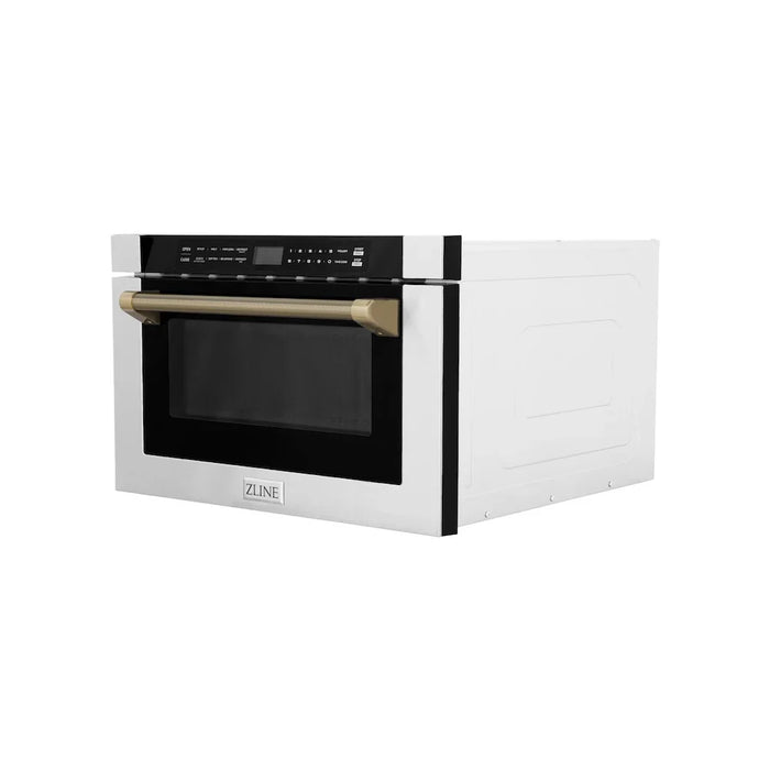 ZLINE Autograph Edition 24" Built-in Microwave Drawer, Stainless Steel, Helix Handle MWDZ-1-H-KCB09K
