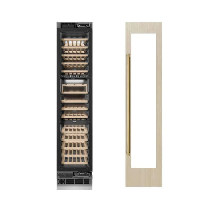 ZLINE 18" Triple Zone 68 Bottle Panel Ready Column Right Hinge Wine Cooler Polished Gold RBCWVRZ-18-G09K